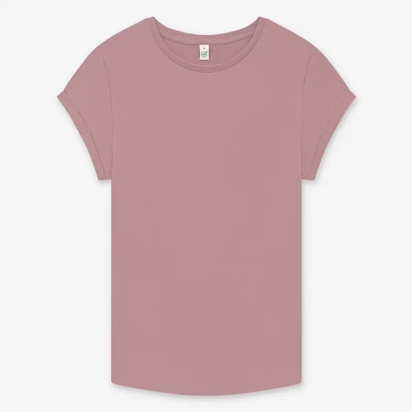 T-Shirt Damen mit aufgerollten Ärmeln Rosa "I Love Dogs" Brust – Bild 5