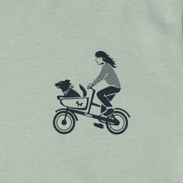 T-Shirt Damen mit aufgerollten Ärmeln Hell-Olive "Hundetaxi" Brust – Bild 2