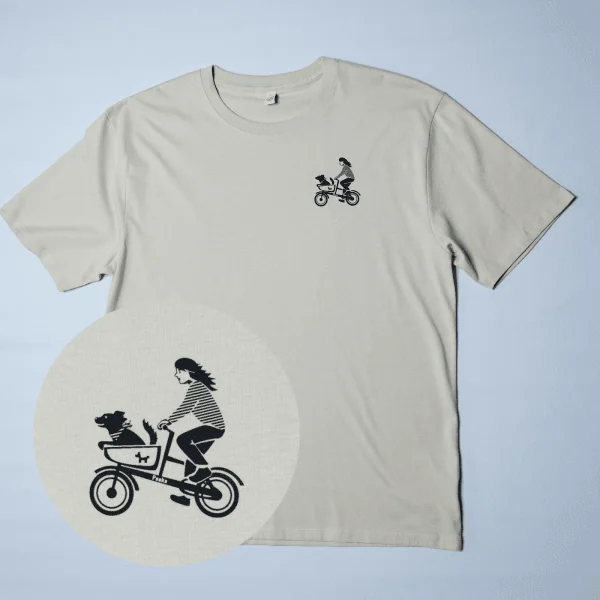 T-Shirt Unisex hell-beige "Hundetaxi" Brust