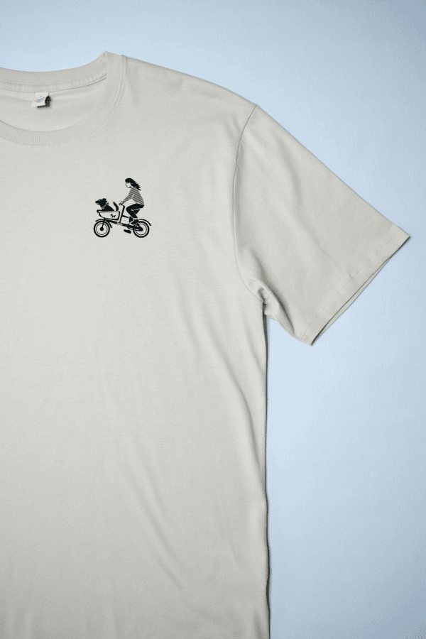 T-Shirt Unisex hell-beige "Hundetaxi" Brust – Bild 4