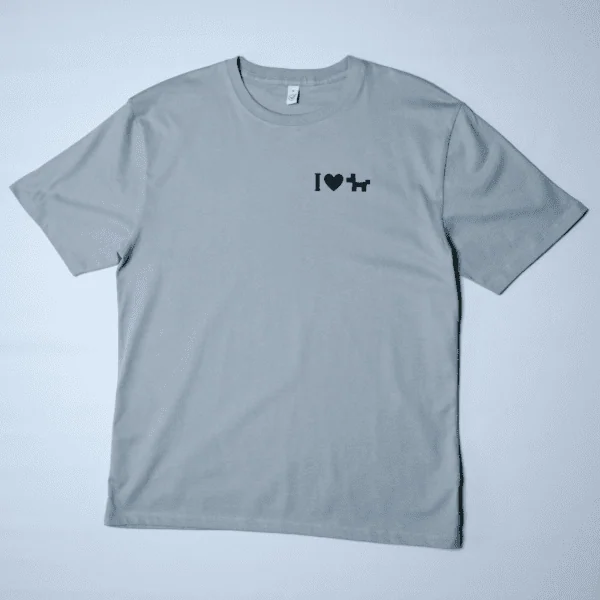 T-Shirt Unisex hell-grau "I Love Dogs" Brust – Bild 3