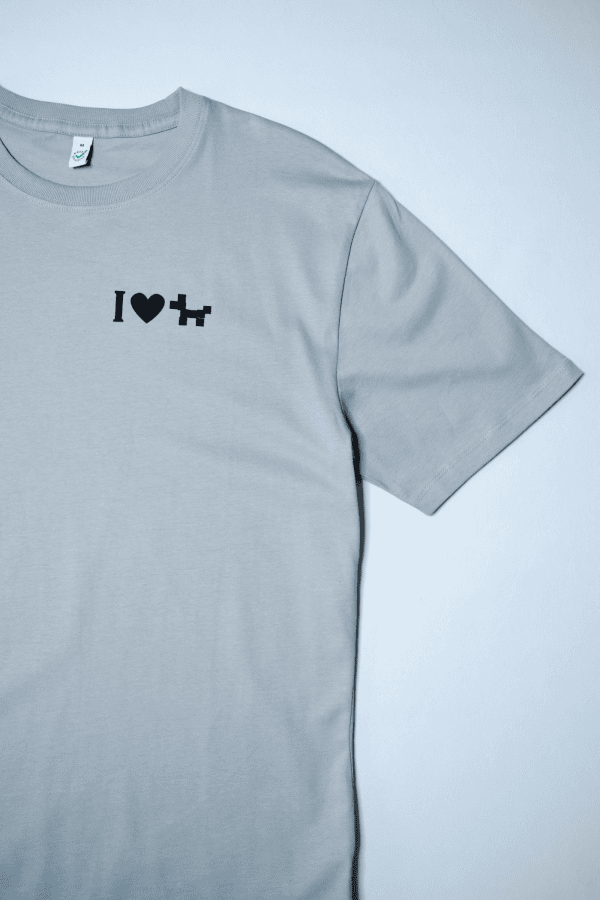 T-Shirt Unisex hell-grau "I Love Dogs" Brust – Bild 4