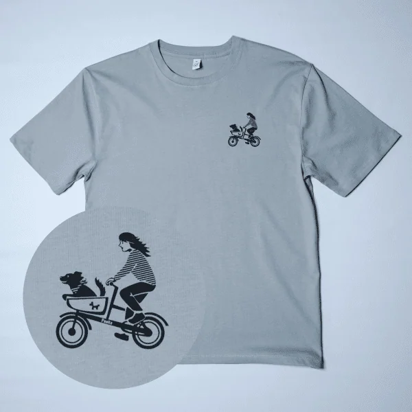 T-Shirt Unisex hell-grau "Hundetaxi" Brust