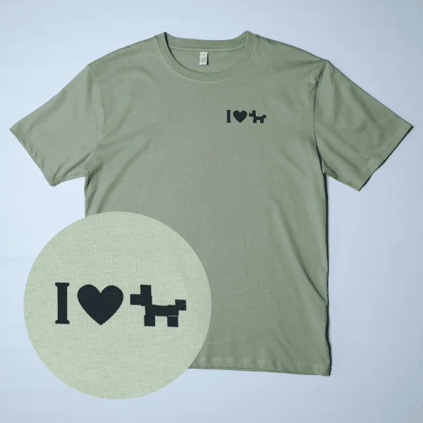 T-Shirt Unisex hell-olive "I Love Dogs" Brust