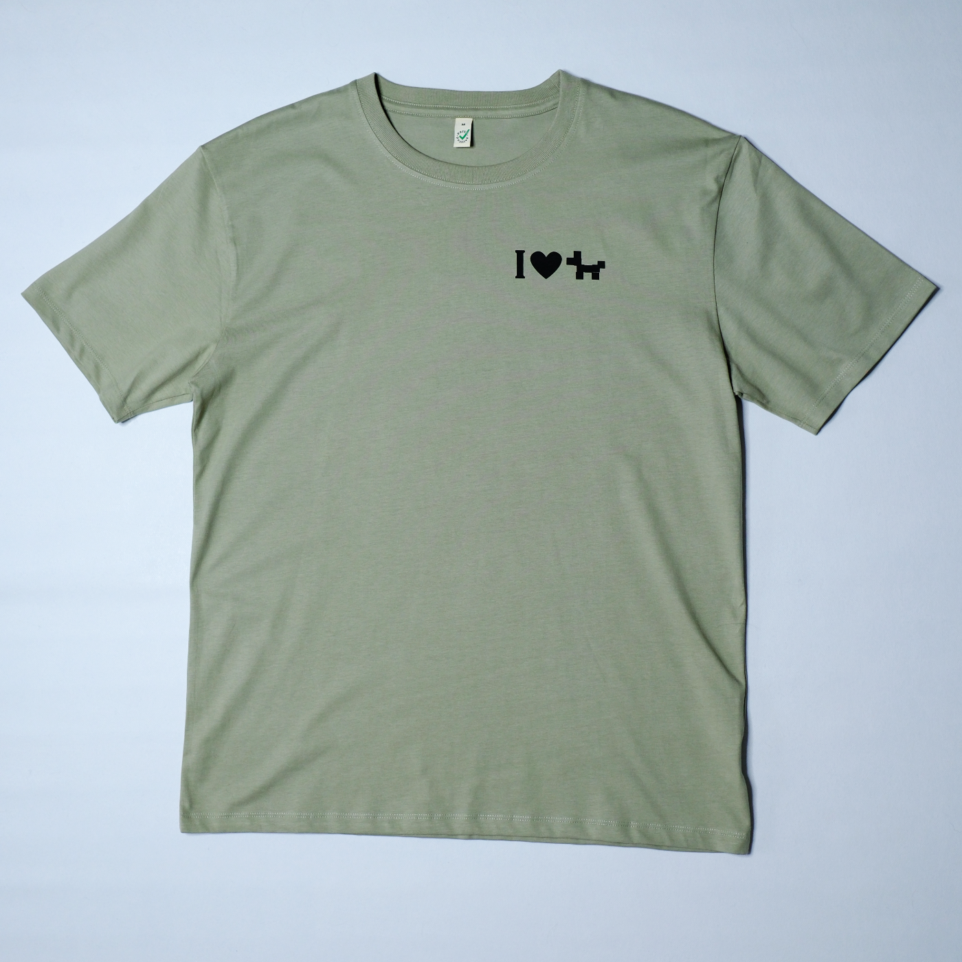 T-Shirt Unisex hell-olive "I Love Dogs" Brust – Bild 3