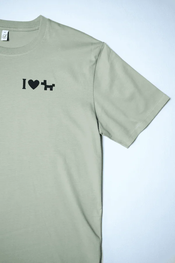 T-Shirt Unisex hell-olive "I Love Dogs" Brust – Bild 4