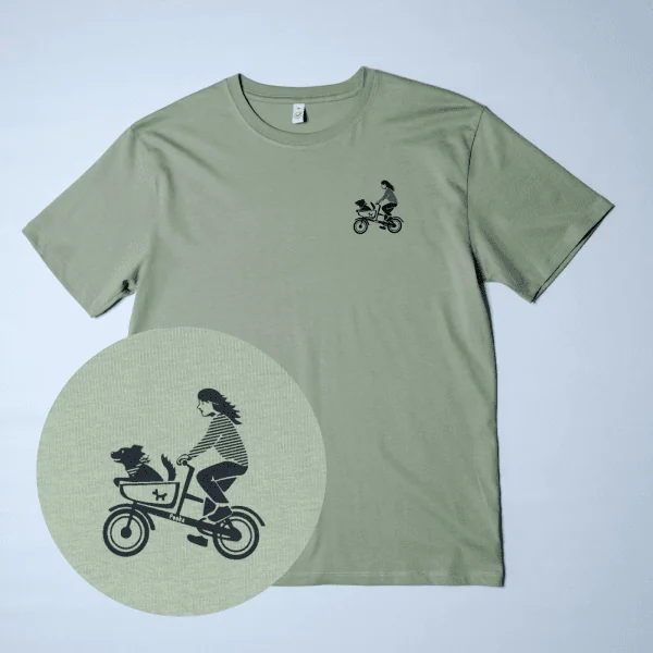 T-Shirt Unisex hell-olive "Hundetaxi" Brust