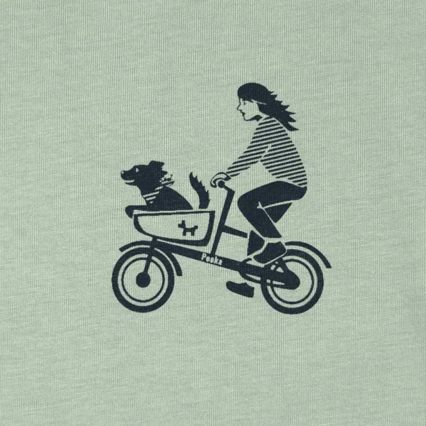 T-Shirt Unisex hell-olive "Hundetaxi" Brust – Bild 2