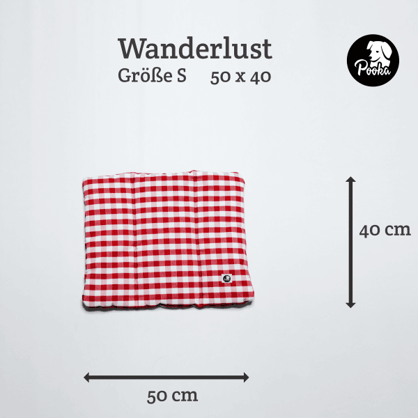 Kleine Hundematte Wanderlust in rot-weiß-kariert mit recycelten Polyesterfasern als Füllung